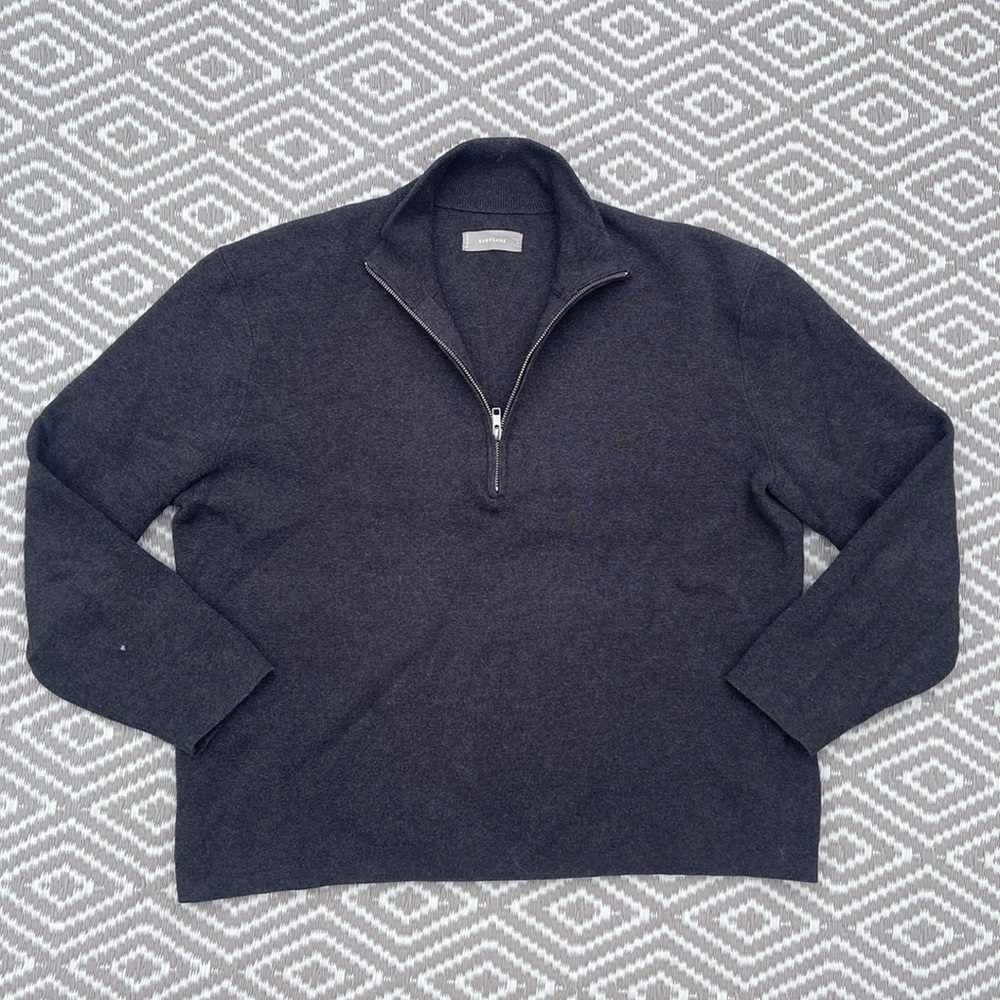 Everlane Womens 1/2 Zip Dark Gray Size Large Comfy Organic Cotton